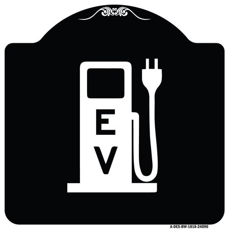 SIGNMISSION Ev Electric Vehicle Charging Station Heavy-Gauge Aluminum Sign, 18" x 18", BW-1818-24090 A-DES-BW-1818-24090